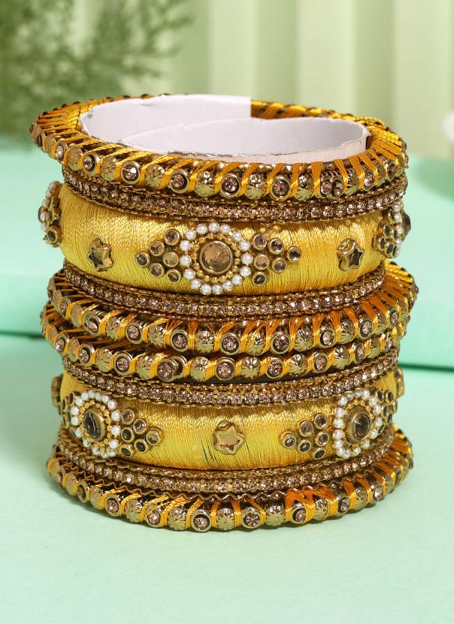   Wedding Wear  Yellow Color Thread Bangle Set:-2.8